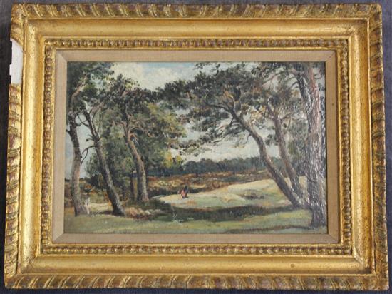 Frederick William Watts (1800-1862) Landscape with pine trees, 5 x 7in.